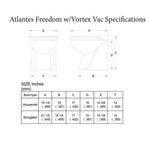 Raritan - AVHWR01202 Atlantes Freedom Toilet - With VORTEX-VAC — Quality Boat Parts