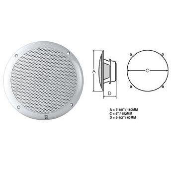 Poly-Planar - MA-4056 6" Speaker - White, Round, Flush Mount — Quality Boat Parts