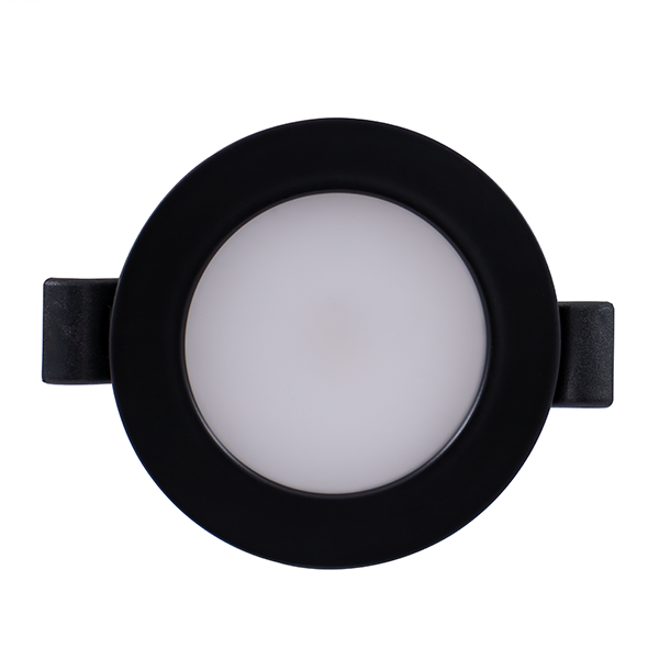 BCM - Malibu 75A Downlight - 3000K, Black Bezel, Springs Mount, 2W, 8-32V, IP66 — Quality Boat Parts
