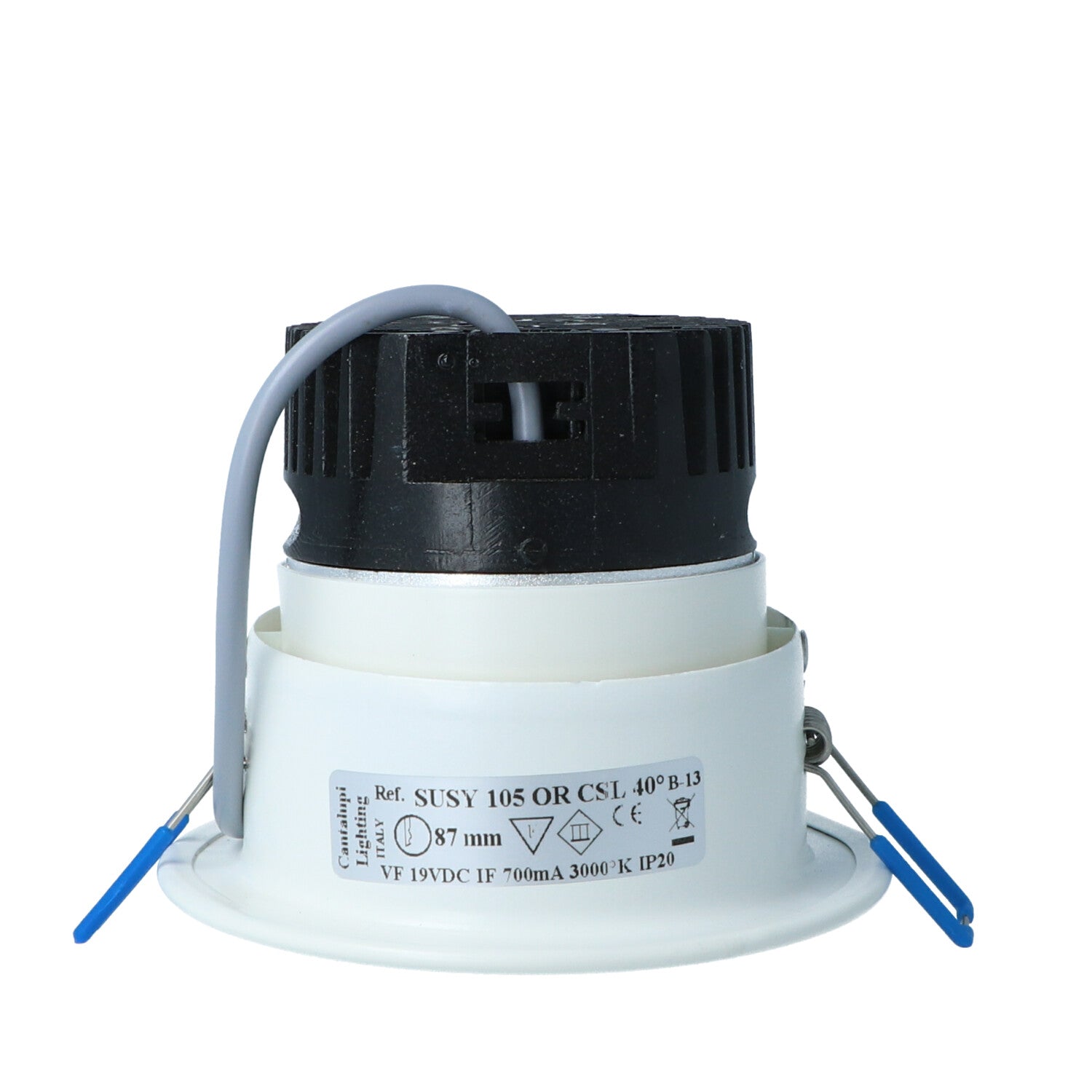 Cantalupi SUSY 105 OR Series Recessed Marine Spotlight – 700mA, Ø87 mm, 3000K, 19VDC, IP20, 25°/40° Optics — Quality Boat Parts