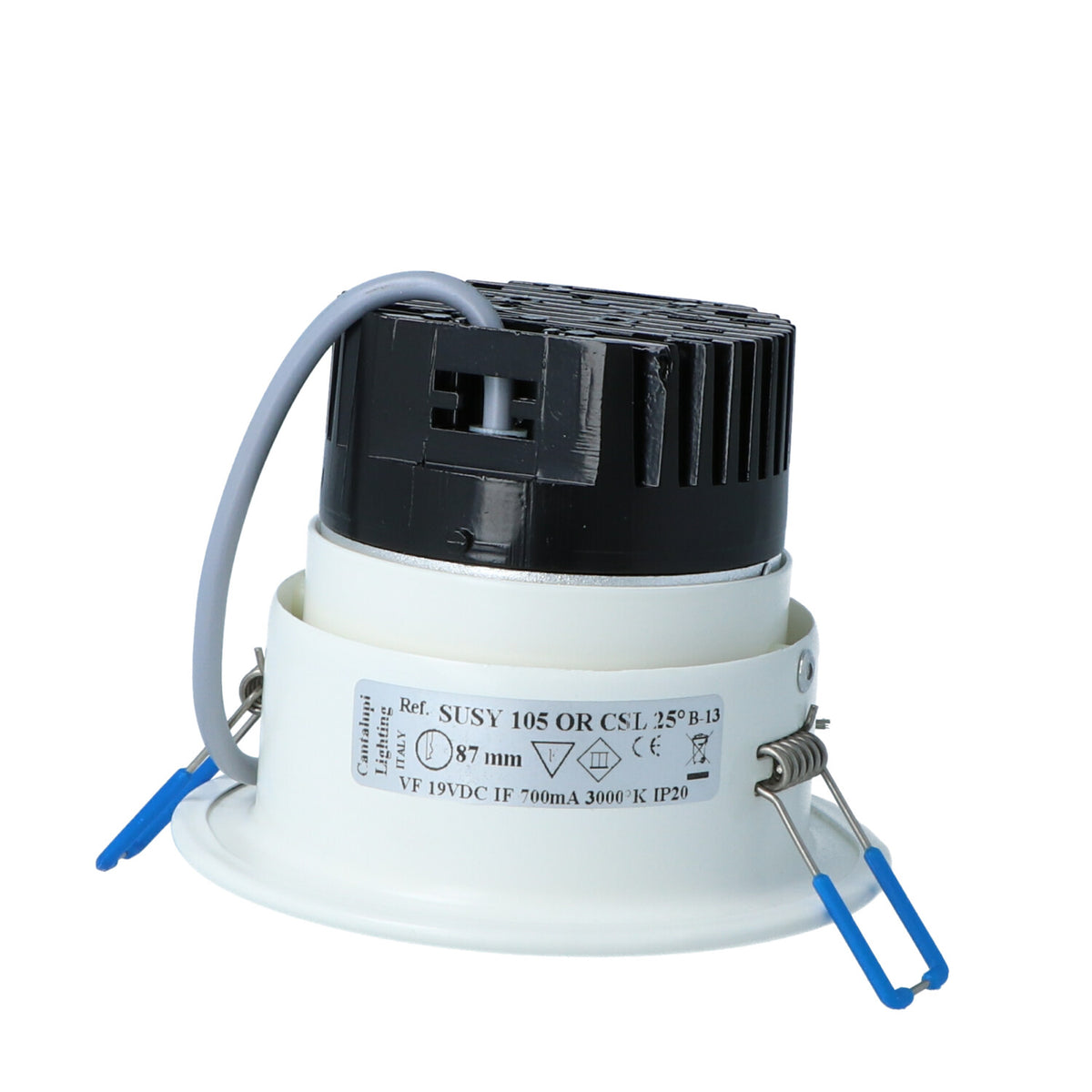 Cantalupi SUSY 105 OR Series Recessed Marine Spotlight – 700mA, Ø87 mm, 3000K, 19VDC, IP20, 25°/40° Optics — Quality Boat Parts