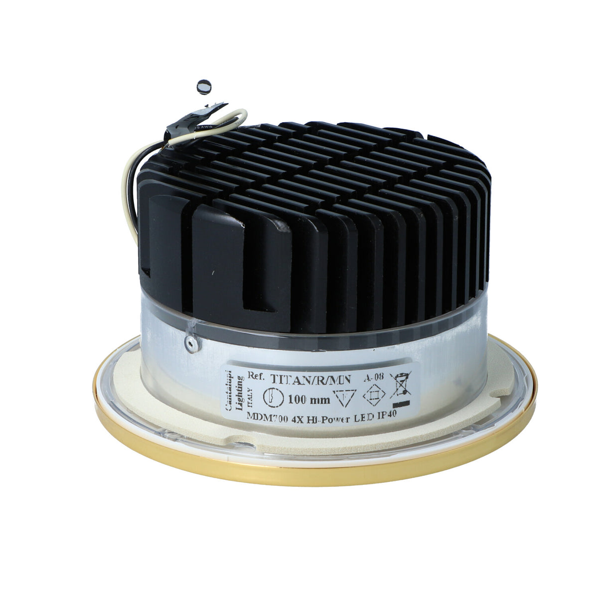 CANTALUPI – TITAN/R/MN A-08 – Recessed LED Light – Ø100 mm | Gold Finish | MDM700 | 4X Hi-Power LED | IP40 — Quality Boat Parts