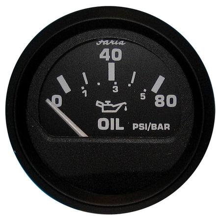 Faria Euro Black 2" Oil Pressure Gauge (80 PSI) 12803 — Quality Boat Parts