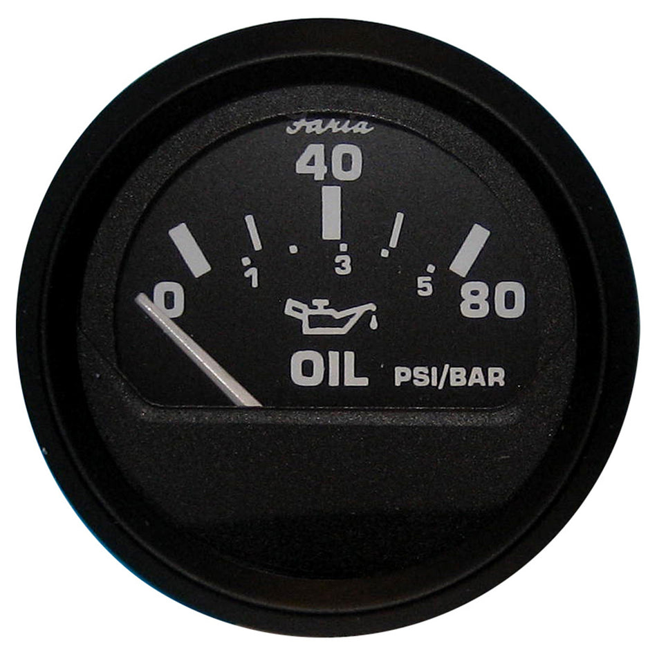 Faria Euro Black 2" Oil Pressure Gauge (80 PSI) 12803 — Quality Boat Parts