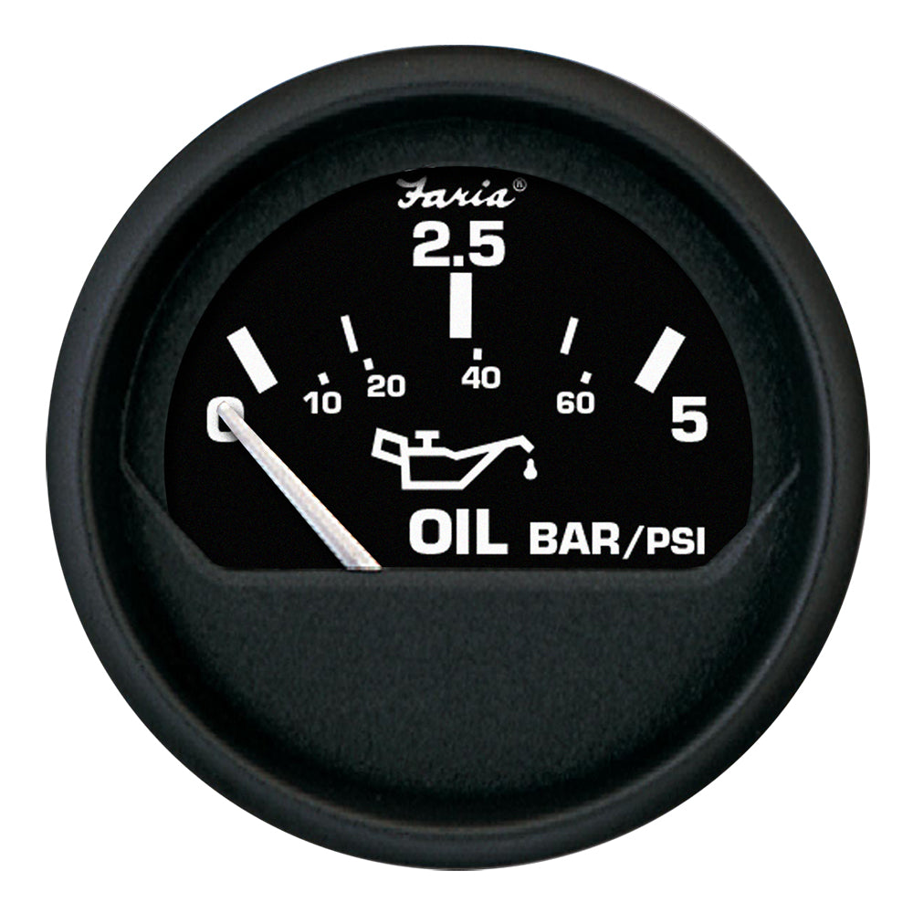 Faria Euro Black 2" Oil Pressure Gauge - Metric (5 Bar) 12805 — Quality Boat Parts