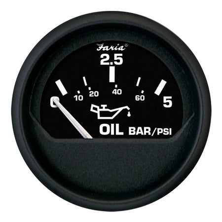 Faria Euro Black 2" Oil Pressure Gauge - Metric (5 Bar) 12805 — Quality Boat Parts