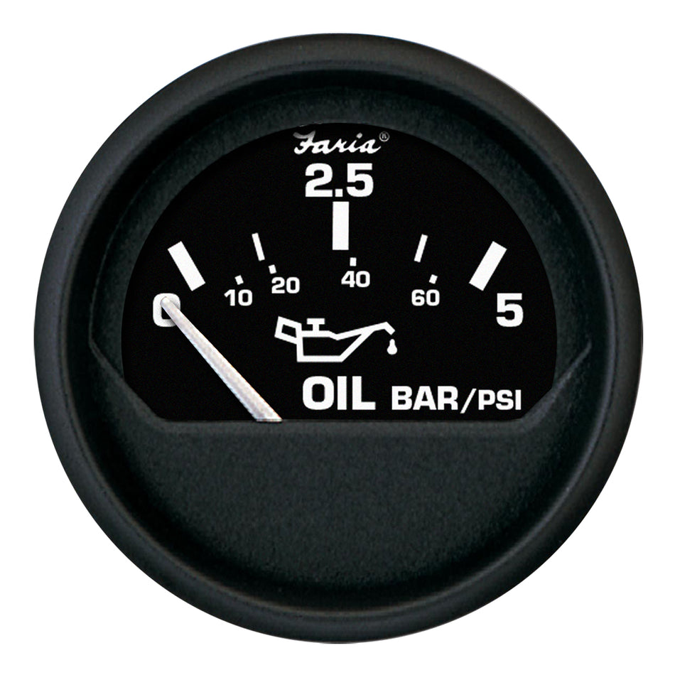 Faria Euro Black 2" Oil Pressure Gauge - Metric (5 Bar) 12805 — Quality Boat Parts