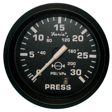 Faria Euro Black 2" Water Pressure Gauge (30 PSI) 12810 — Quality Boat Parts
