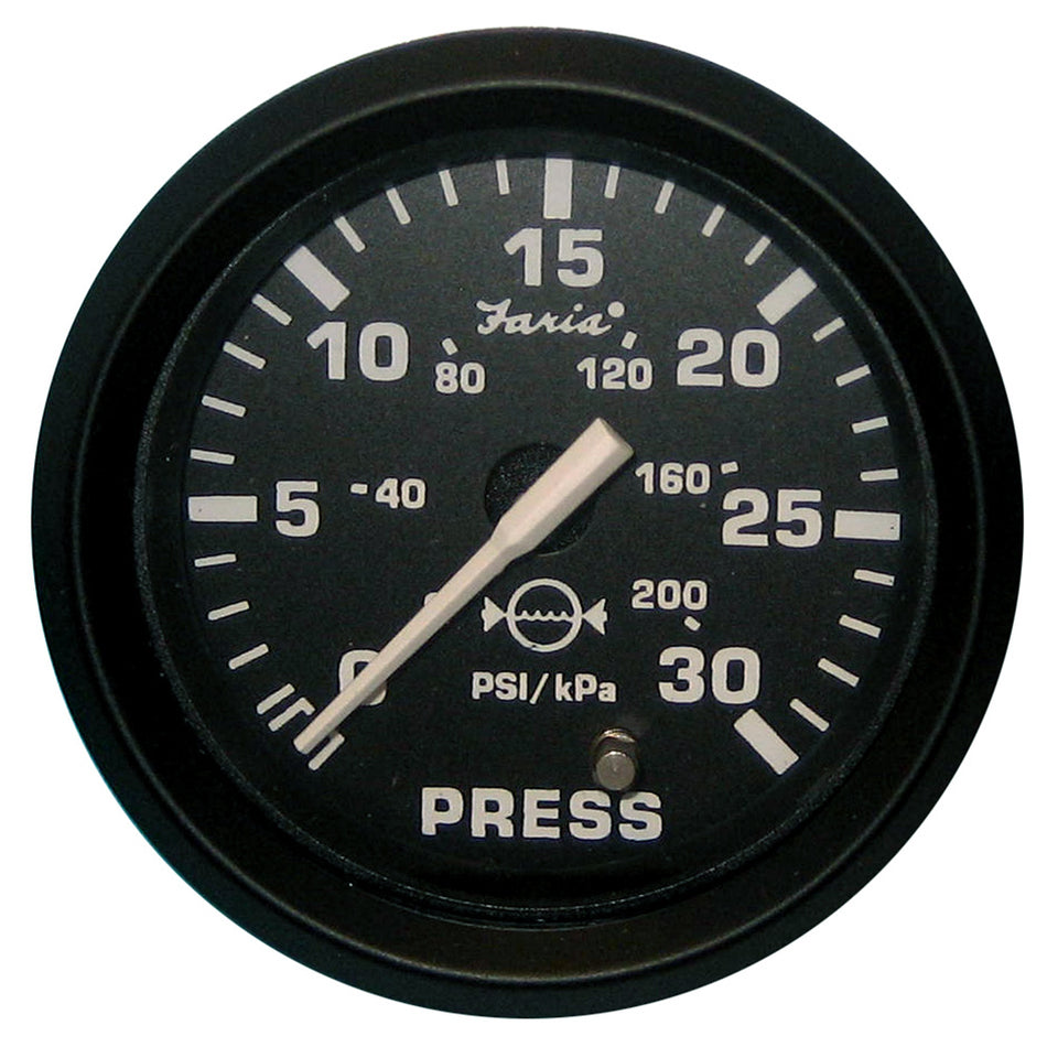 Faria Euro Black 2" Water Pressure Gauge (30 PSI) 12810 — Quality Boat Parts