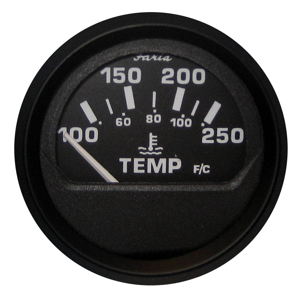Faria Euro Black 2" Water Temperature Gauge (100-250°F) 12812 — Quality Boat Parts