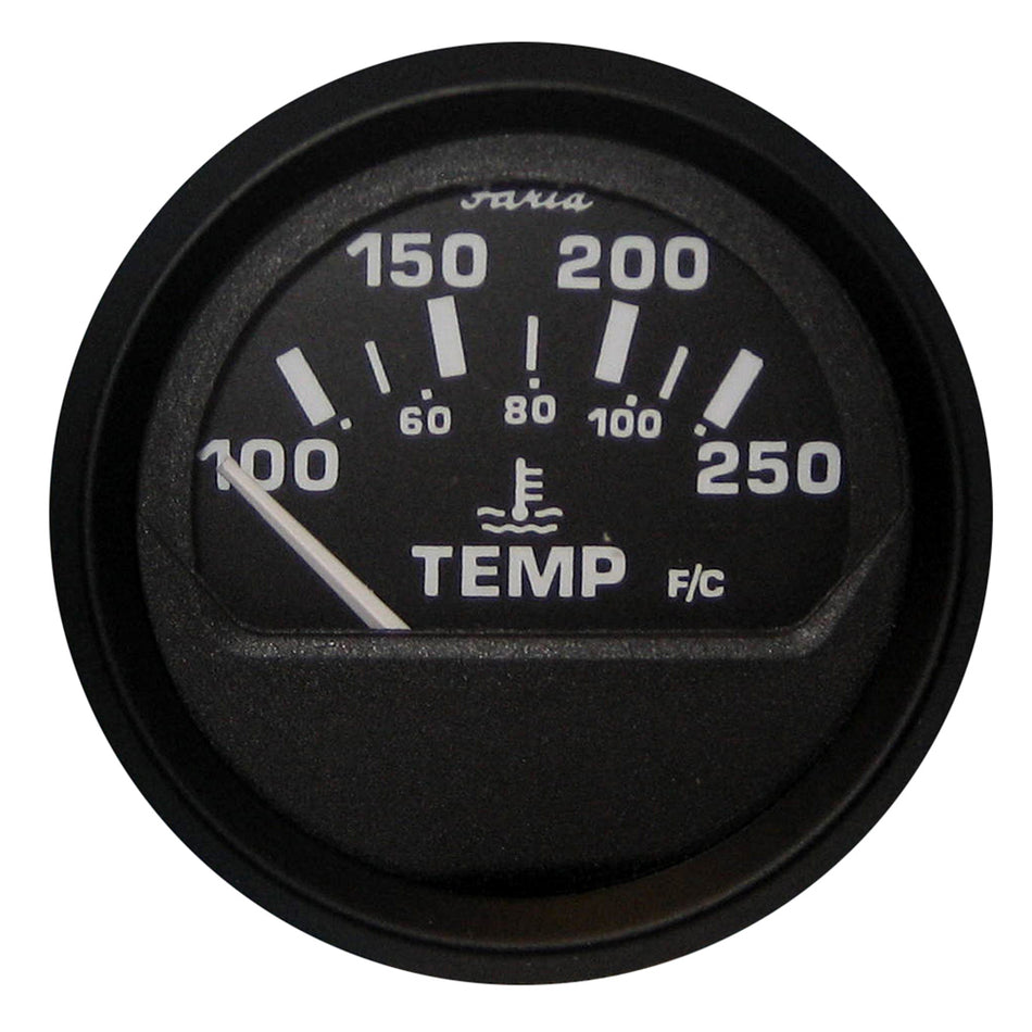 Faria Euro Black 2" Water Temperature Gauge (100-250°F) 12812 — Quality Boat Parts