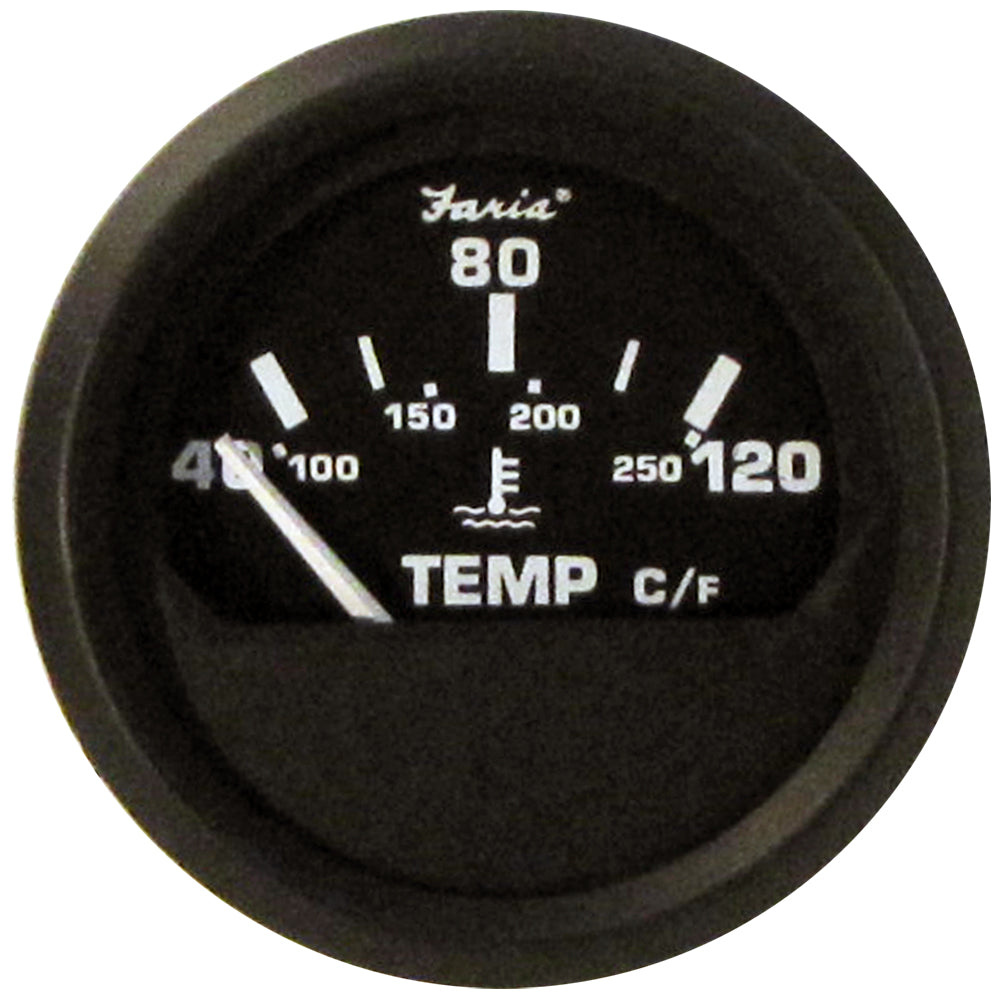 Faria Euro Black 2" Water Temperature Gauge - Metric (40 to 120° C) 12814 — Quality Boat Parts