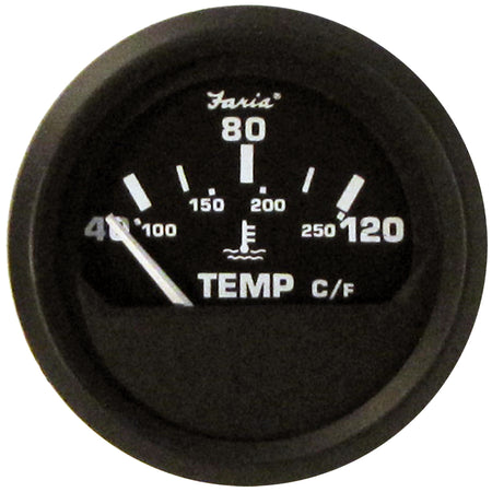 Faria Euro Black 2" Water Temperature Gauge - Metric (40 to 120° C) 12814 — Quality Boat Parts