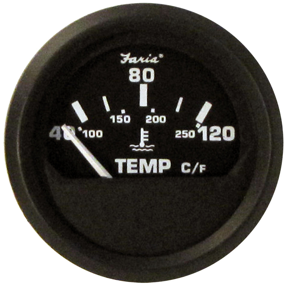 Faria Euro Black 2" Water Temperature Gauge - Metric (40 to 120° C) 12814 — Quality Boat Parts