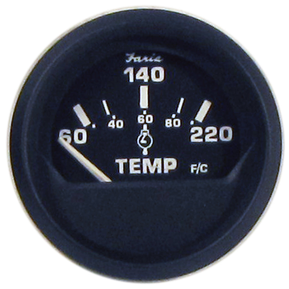 Faria Euro Black 2" Cylinder Head Temperature Gauge (60 to 220° F) with Sender 12819 — Quality Boat Parts