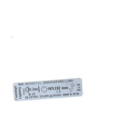 Cantalupi MONOD CLL LED Panel – 3000K Warm White, 98x182 mm, 20–32VDC, Dimmable Dual 10W @ 24VDC, IP20 — Quality Boat Parts
