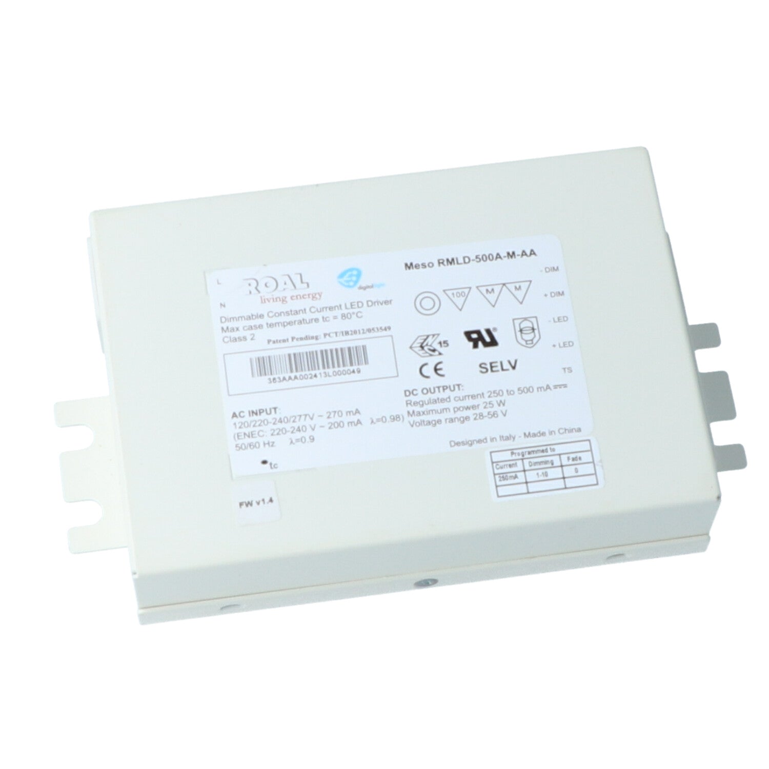 Cantalupi Meso RMLD-500A-M-AA Dimmable Constant Current LED Driver | 25W Max Power | 250–500 mA Output — Quality Boat Parts