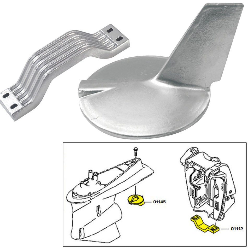 Tecnoseal Anode Kit w/Hardware - Yamaha 200-300HP Hi-Performance - Zinc 21106 — Quality Boat Parts