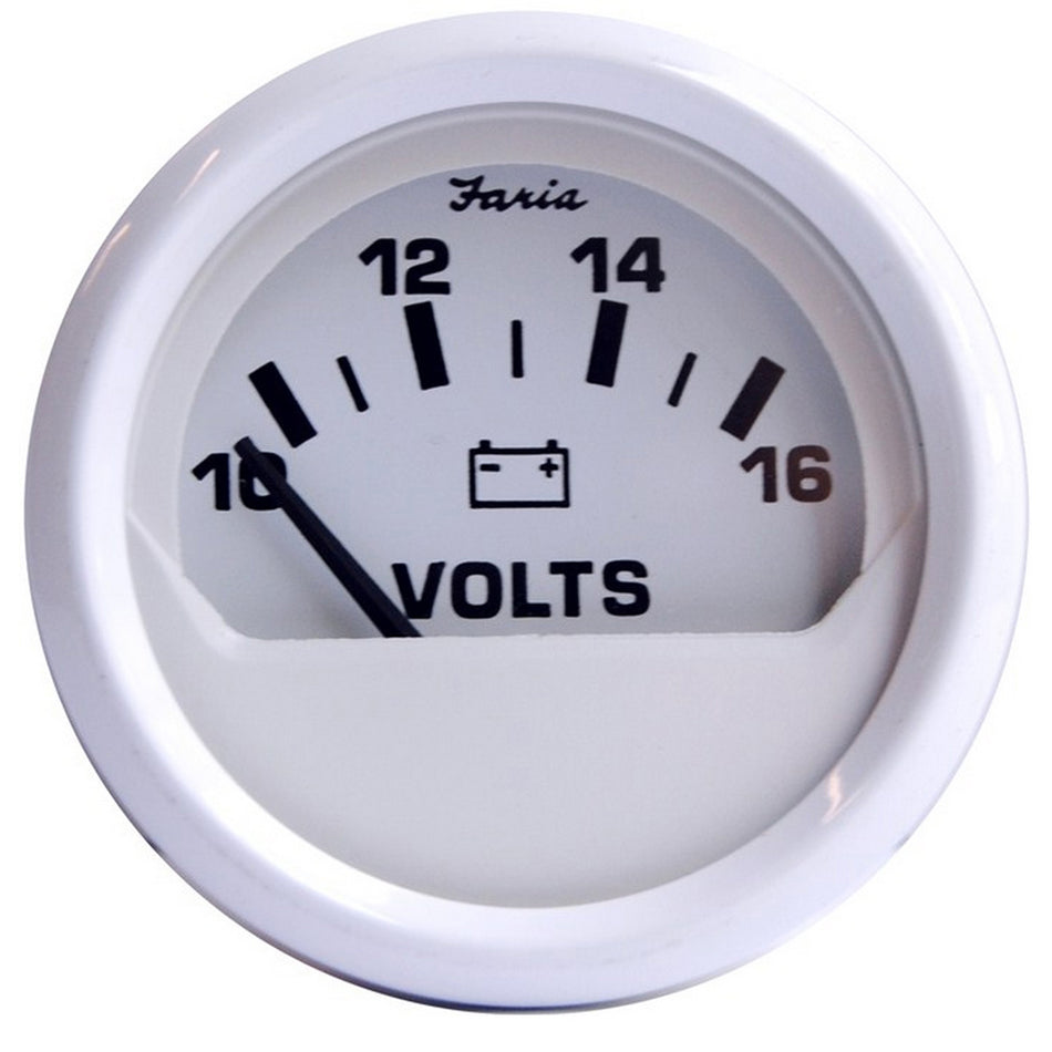 Faria Dress White 2" Voltmeter (10-16 VDC) 13120 — Quality Boat Parts