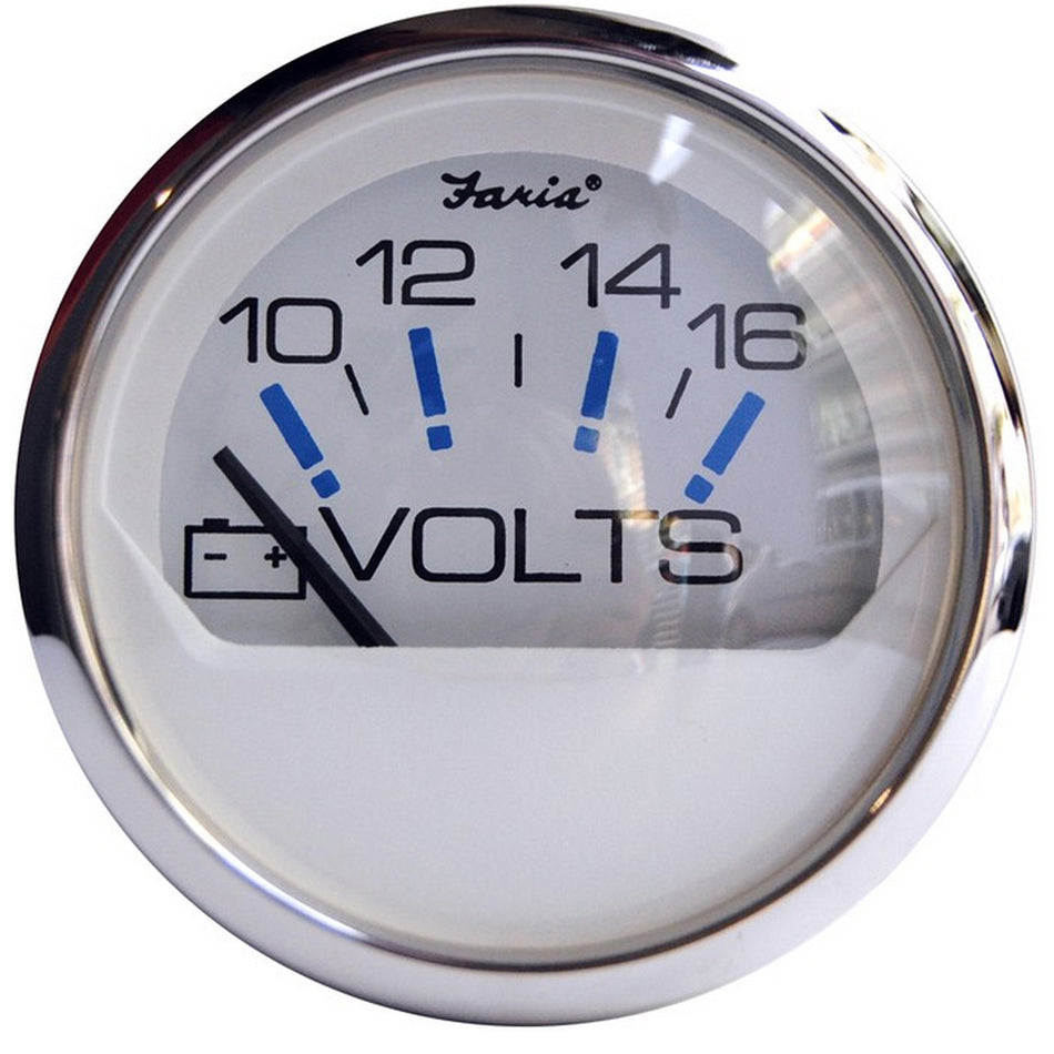 Faria Chesapeake White SS 2" Voltmeter (10-16 VDC) 13805 — Quality Boat Parts