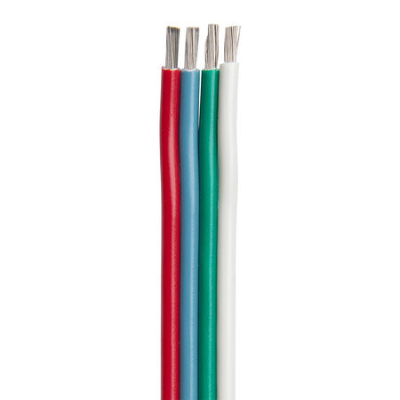 Ancor Flat Ribbon Bonded RGB Cable 18/4 AWG - Red, Light Blue, Green & White - 100' 160010 — Quality Boat Parts