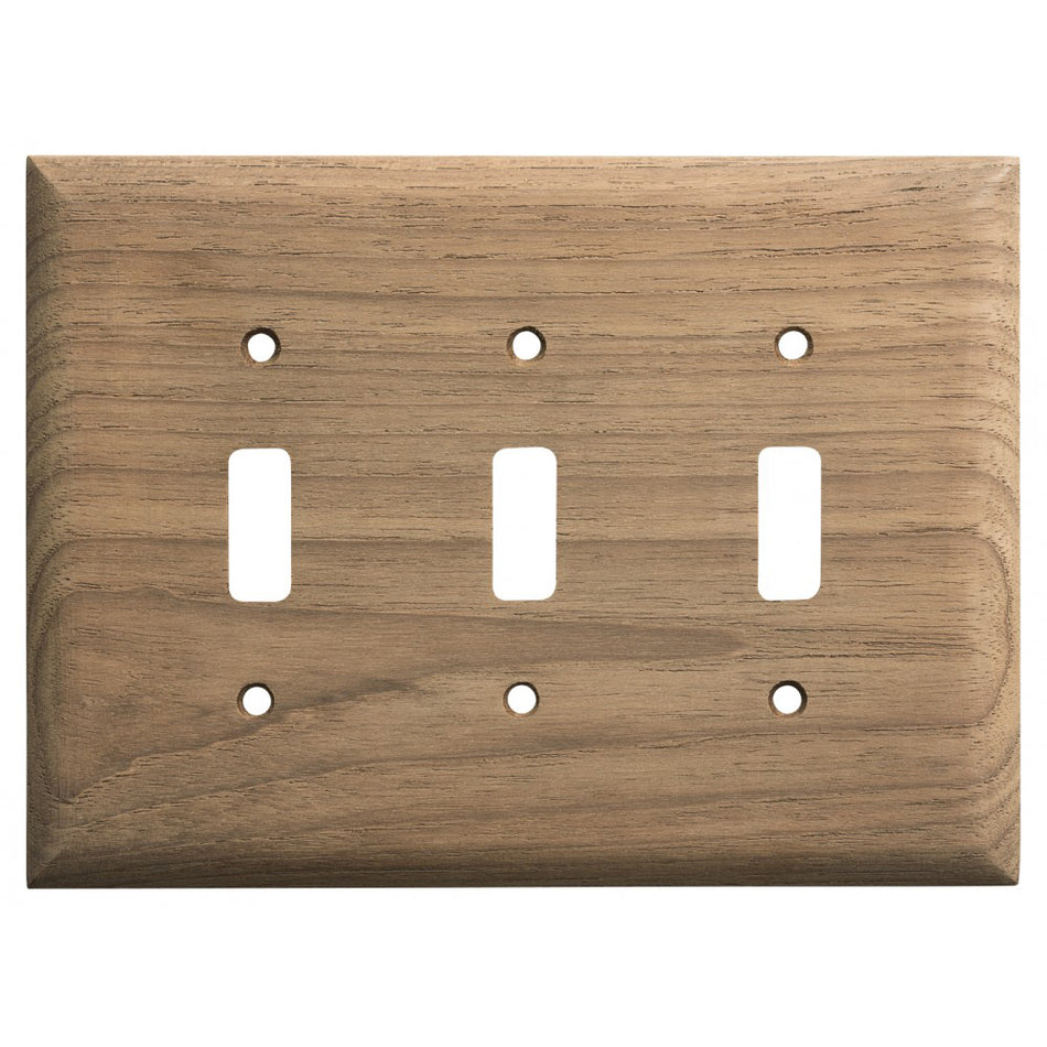 Whitecap Teak 3-Toggle Switch/Receptacle Cover Plate 60179 — Quality Boat Parts
