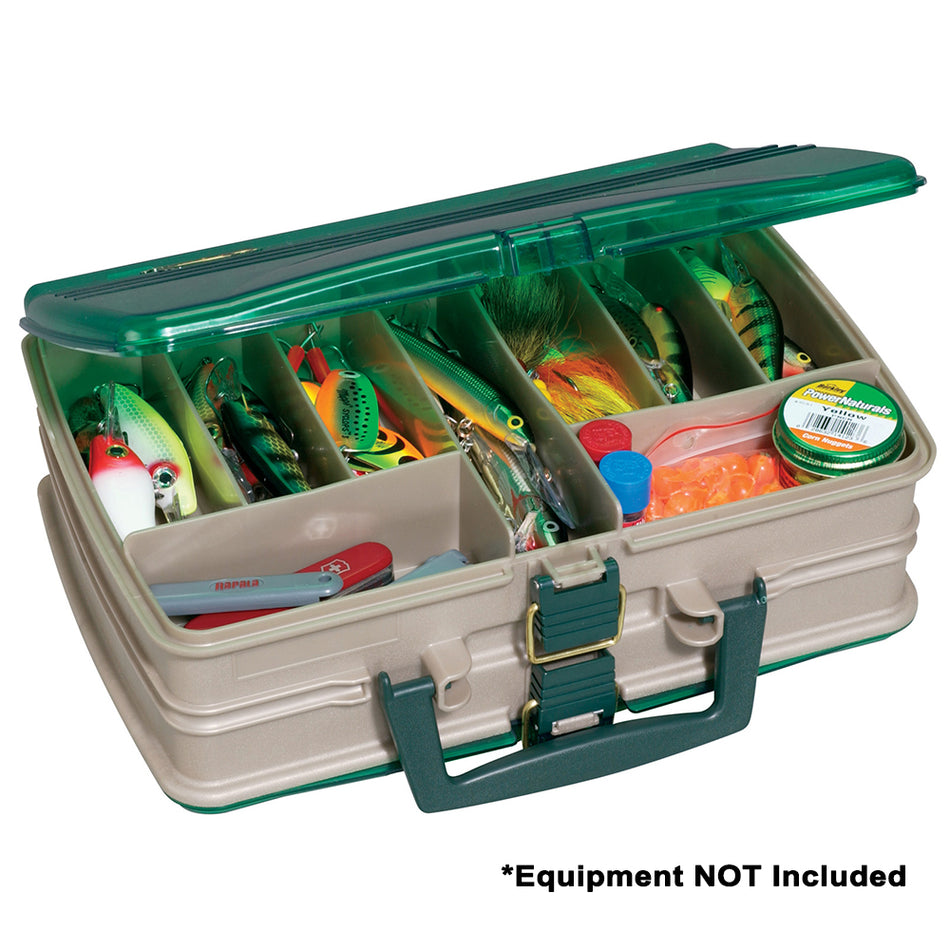 Plano Double-Sided 20-Compartment Satchel - Sandstone/Green 112000 — Quality Boat Parts
