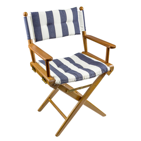 Whitecap Director's Chair w/Navy & White Cushion - Teak 61040 — Quality Boat Parts