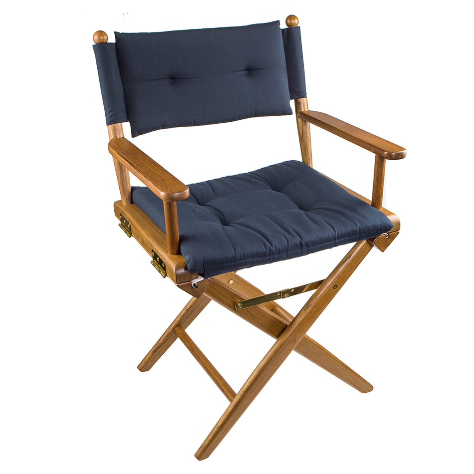 Whitecap Director's Chair w/Navy Cushion - Teak 61042 — Quality Boat Parts