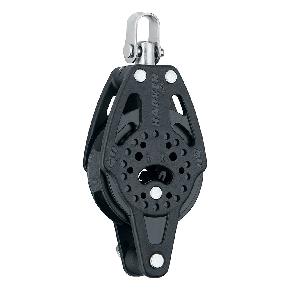 Harken 57mm Carbo Single Ratchet Block w/Swivel & Becket 2136 — Quality Boat Parts