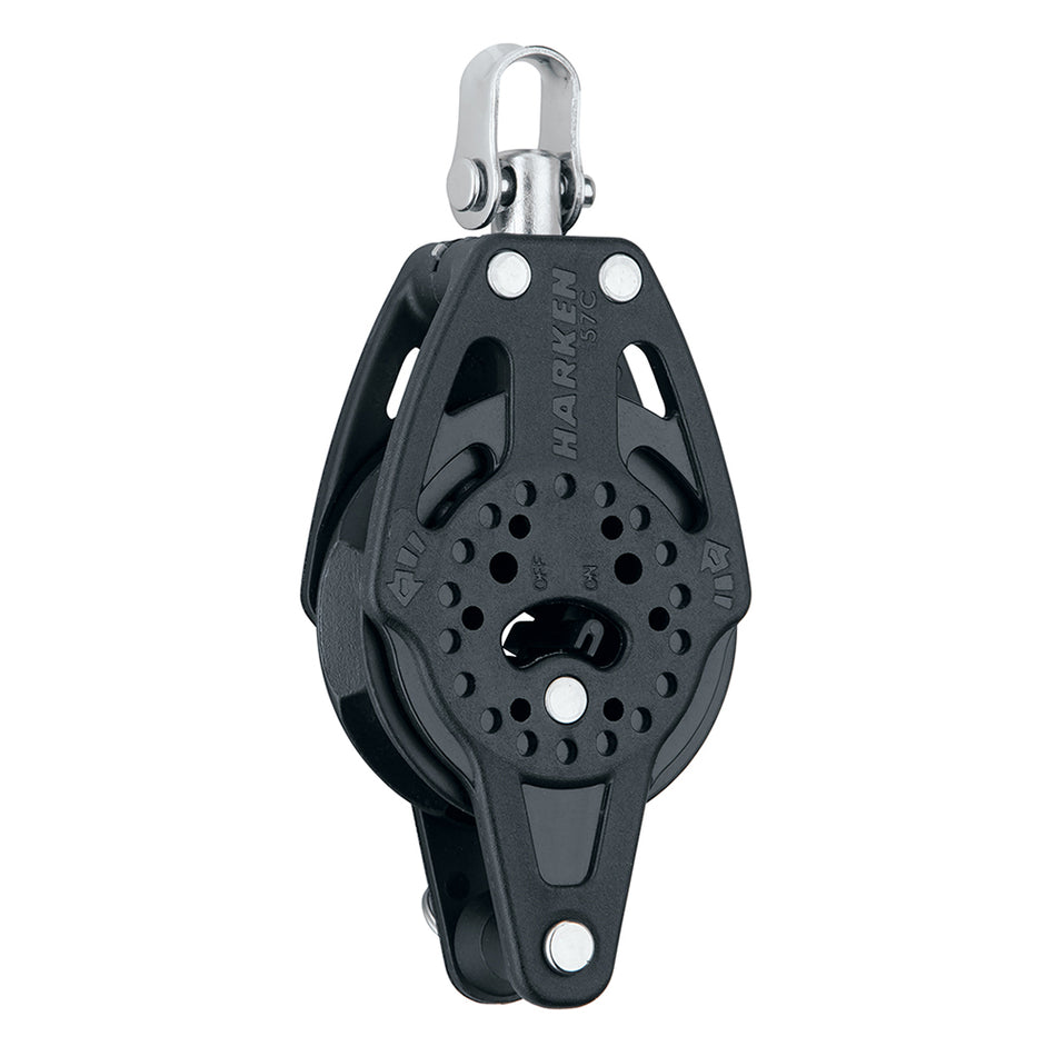Harken 57mm Carbo Single Ratchet Block w/Swivel & Becket 2136 — Quality Boat Parts