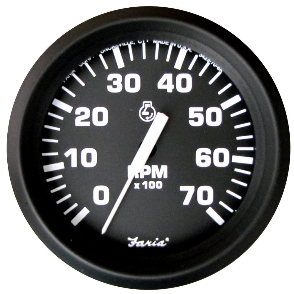 Faria Euro Black 4" Tachometer - 7,000 RPM (Gas - All Outboard) 32805 — Quality Boat Parts