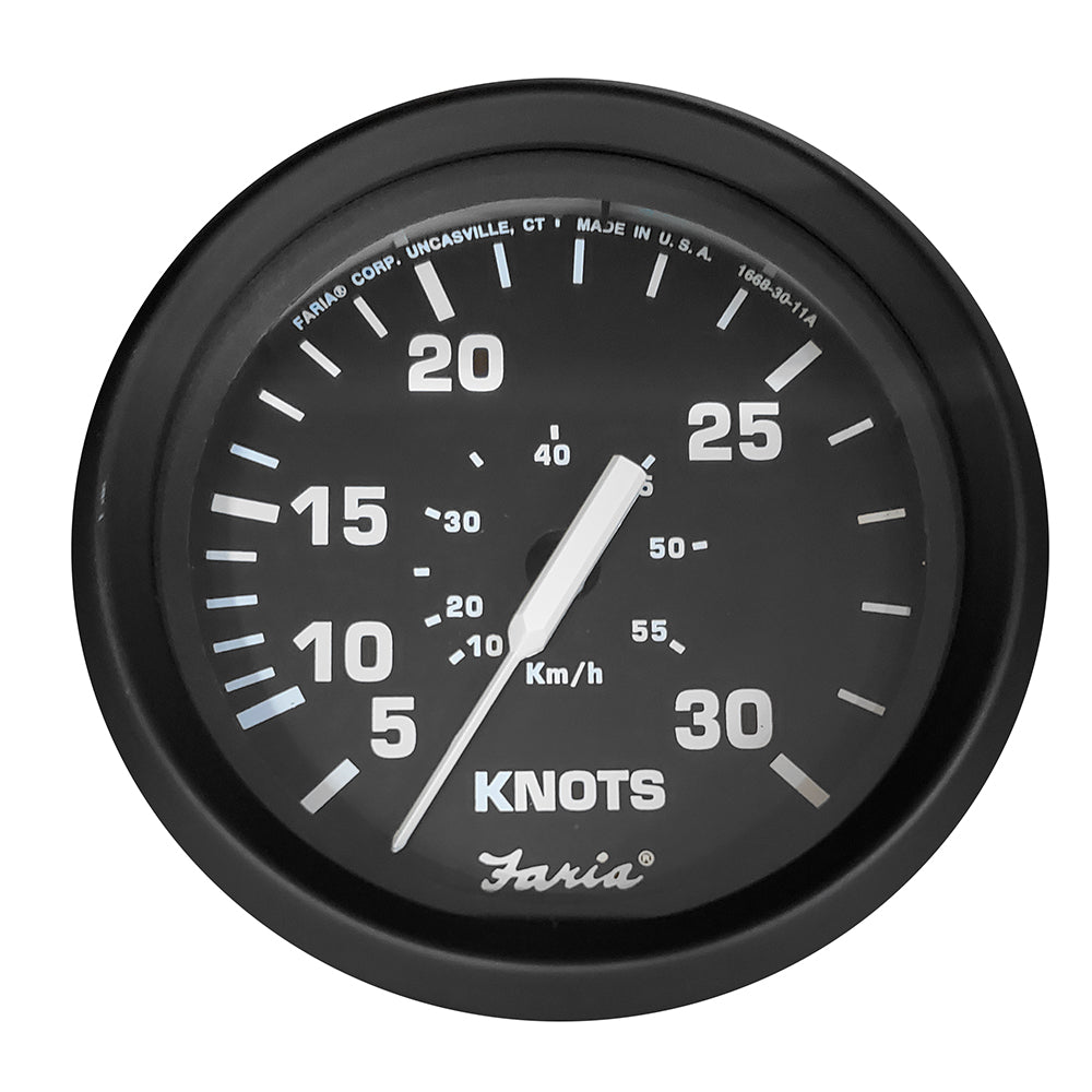 Faria Euro Black 4" Speedometer - 30 Knot (Pitot) 32809 — Quality Boat Parts