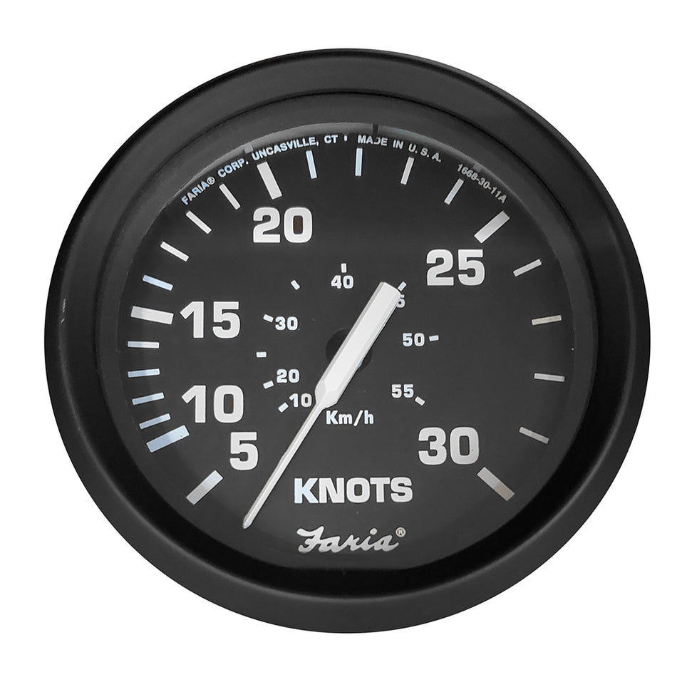 Faria Euro Black 4" Speedometer - 30 Knot (Pitot) 32809 — Quality Boat Parts