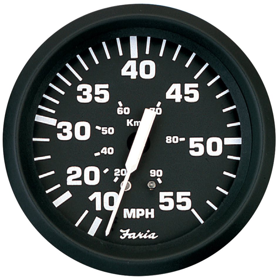 Faria Euro Black 4" Speedometer - 55MPH (Pitot) 32810 — Quality Boat Parts