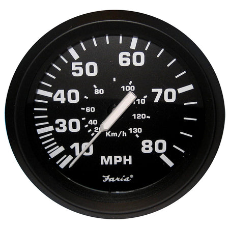 Faria Euro Black 4" Speedometer - 80MPH (Pitot) 32812 — Quality Boat Parts
