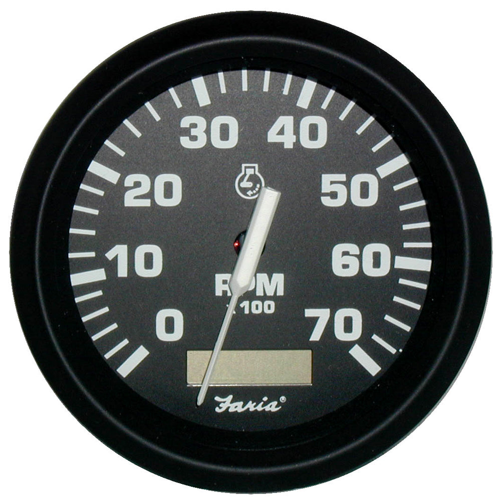 Faria Euro Black 4" Tachometer w/Hourmeter - 7,000 RPM (Gas - Outboard) 32840 — Quality Boat Parts