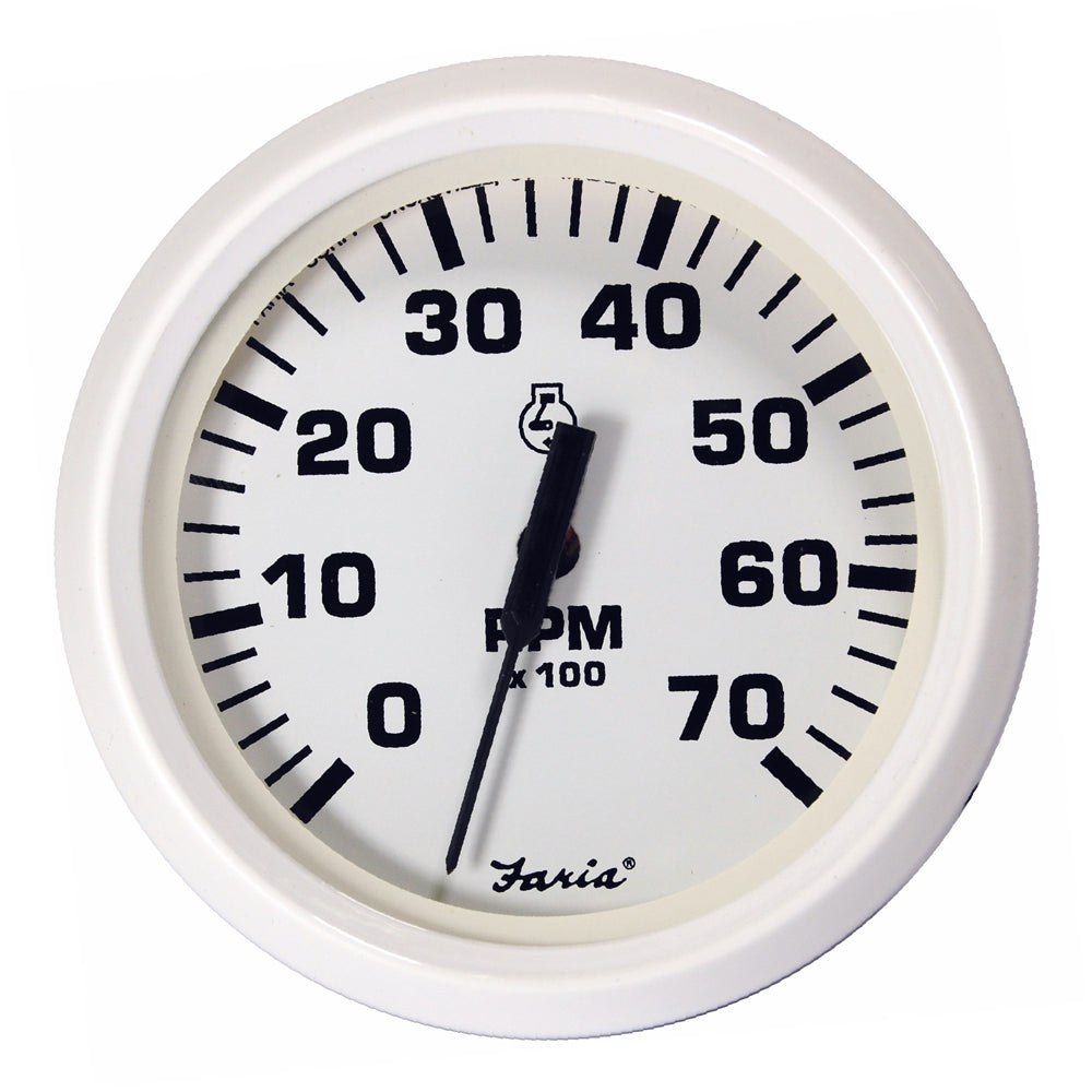 Faria Dress White 4" Tachometer - 7000 RPM (Gas) (All Outboards) 33104 — Quality Boat Parts