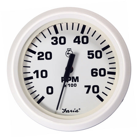 Faria Dress White 4" Tachometer - 7000 RPM (Gas) (All Outboards) 33104 — Quality Boat Parts