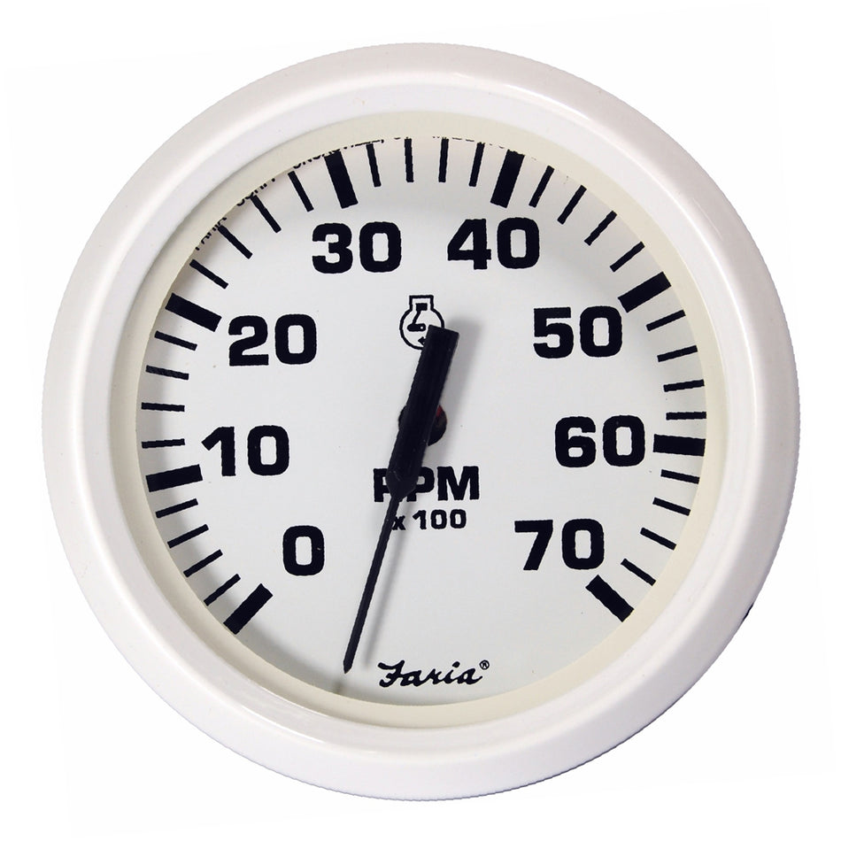 Faria Dress White 4" Tachometer - 7000 RPM (Gas) (All Outboards) 33104 — Quality Boat Parts
