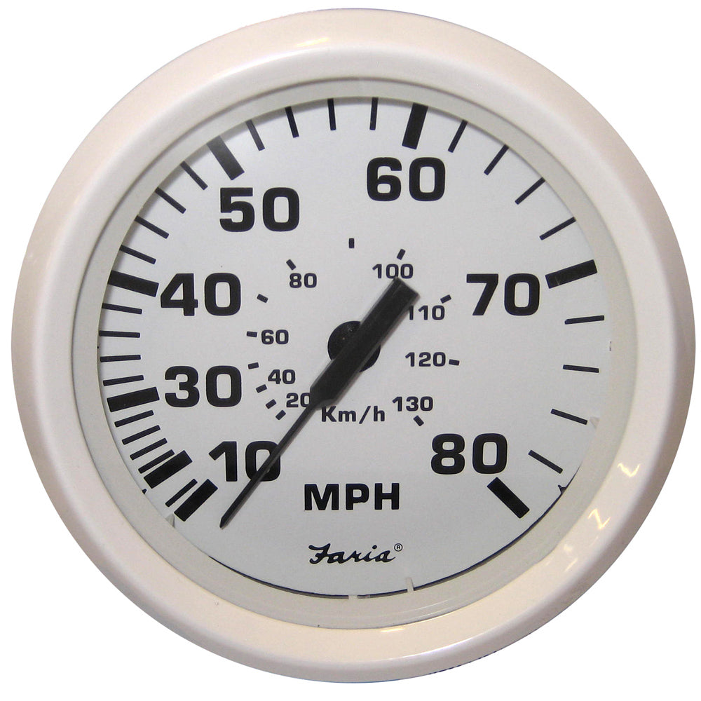 Faria Dress White 4" Speedometer - 80MPH (Pitot) 33113 — Quality Boat Parts