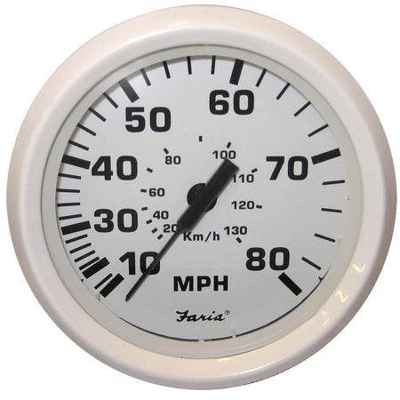 Faria Dress White 4" Speedometer - 80MPH (Pitot) 33113 — Quality Boat Parts