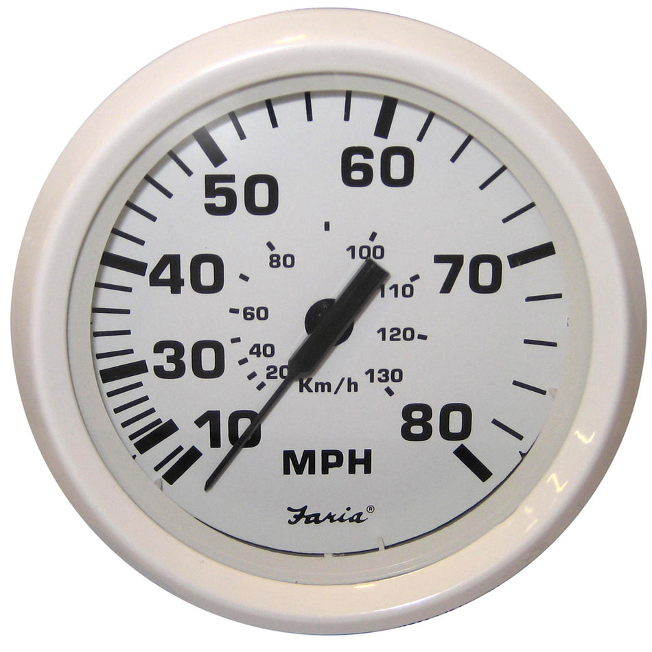 Faria Dress White 4" Speedometer - 80MPH (Pitot) 33113 — Quality Boat Parts