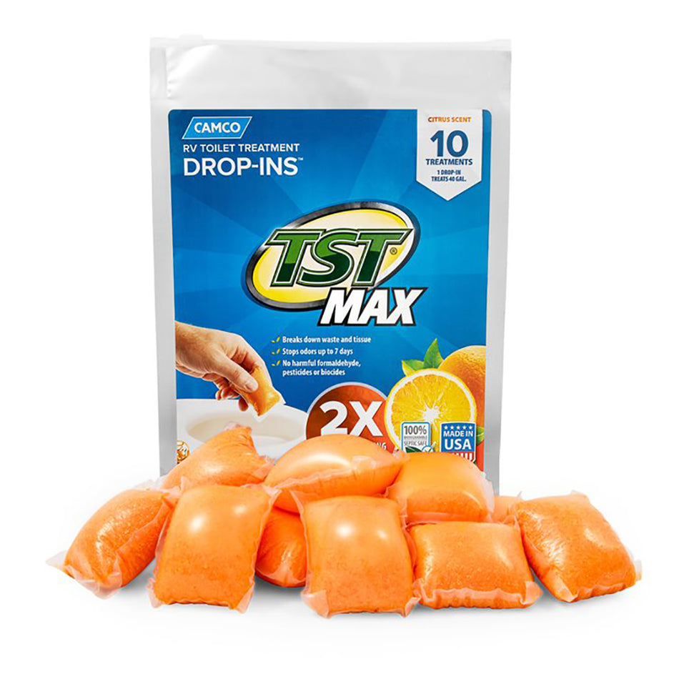 Camco TST MAX Orange RV Toilet Treatment Drop-Ins *10-Pack 41178 — Quality Boat Parts
