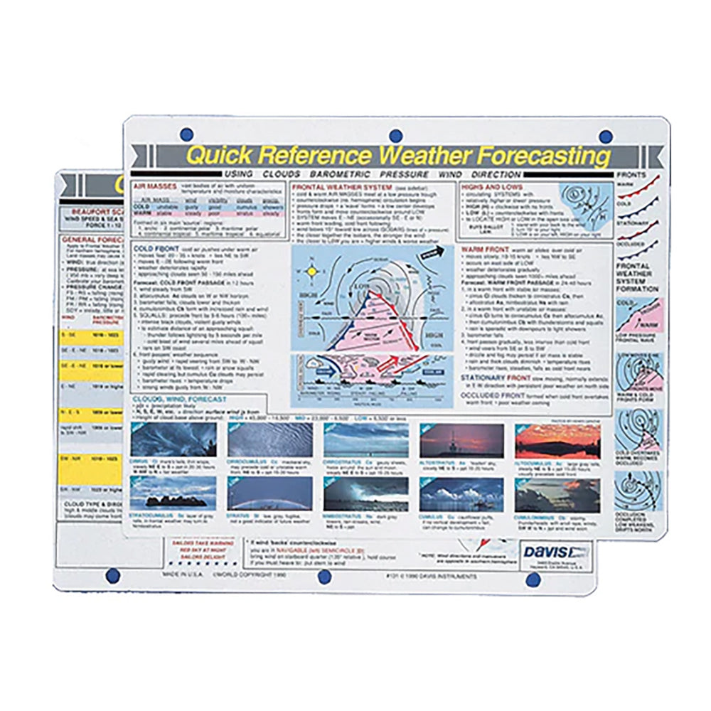 Davis Quick Reference Weather Forecasting Card 131 — Quality Boat Parts