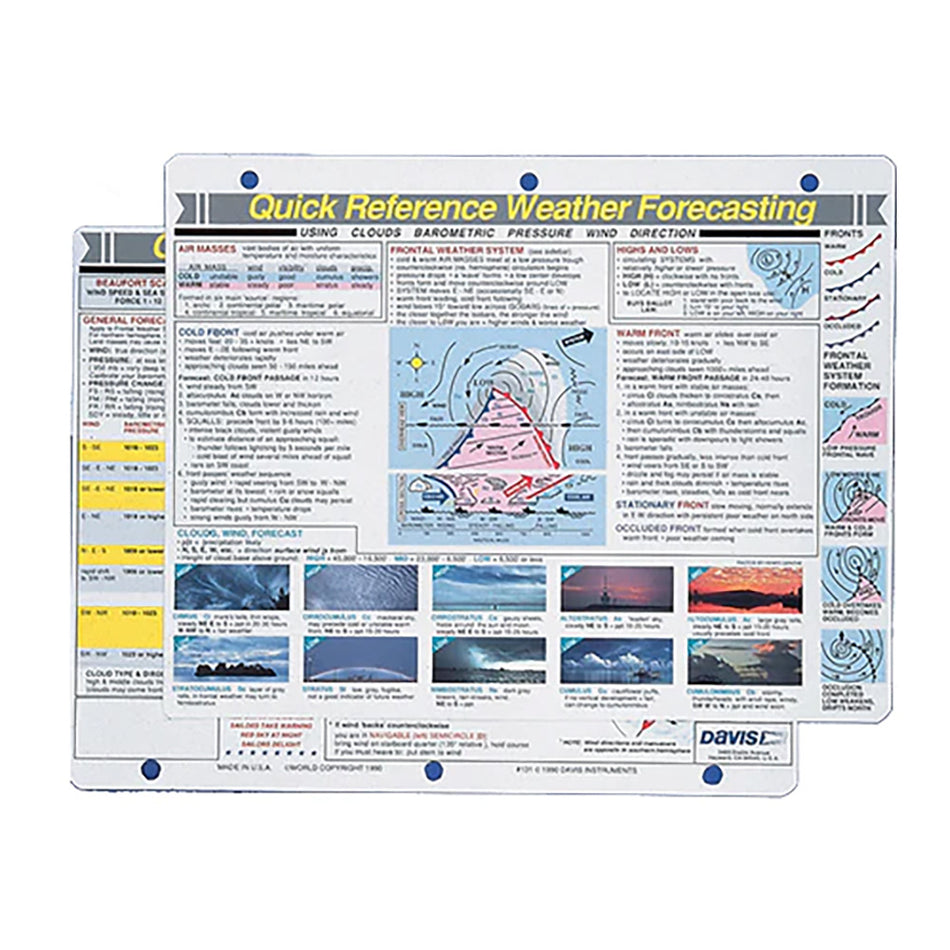 Davis Quick Reference Weather Forecasting Card 131 — Quality Boat Parts
