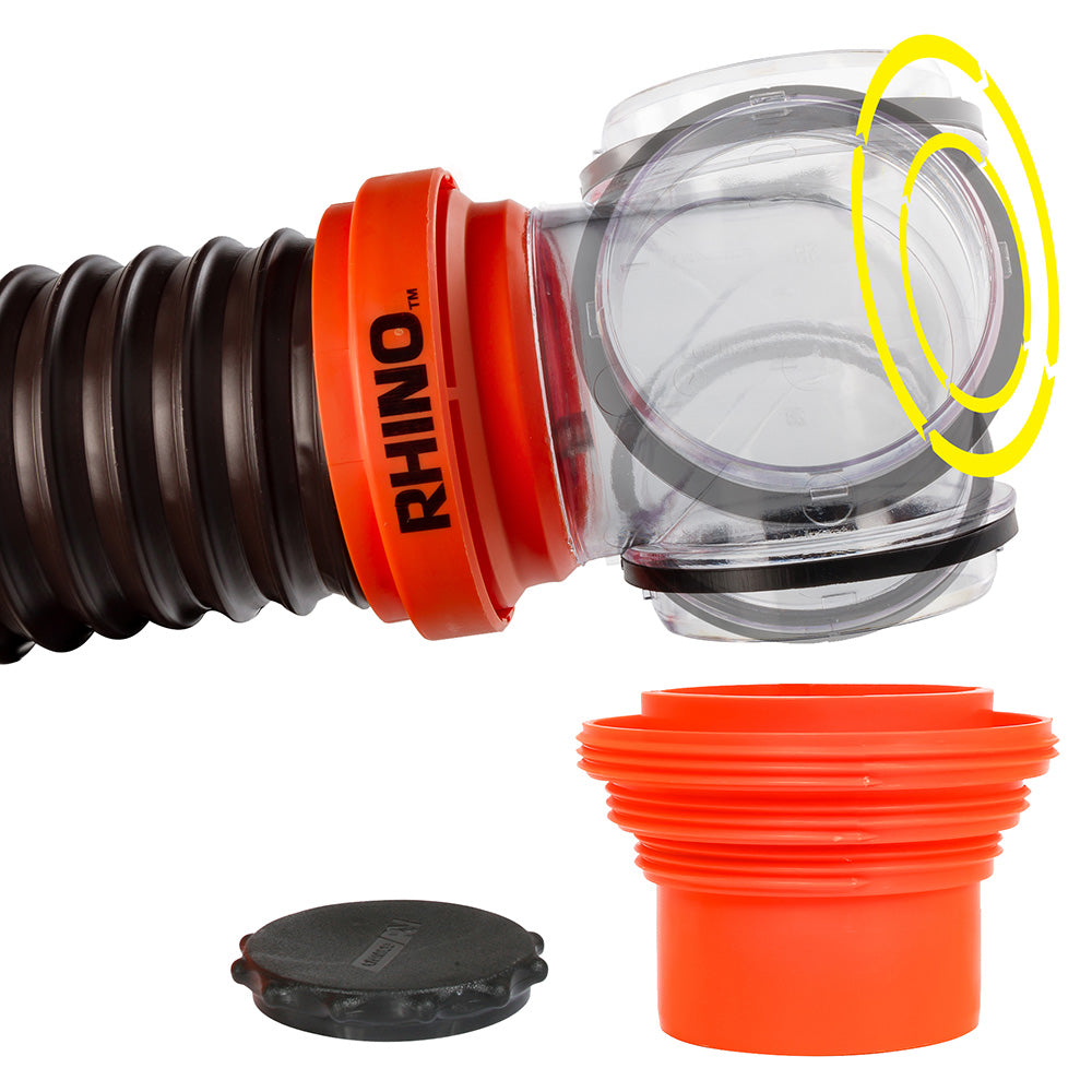 Camco RhinoFLEX 15' Sewer Hose Kit w/4 In 1 Elbow Caps 39761 — Quality Boat Parts