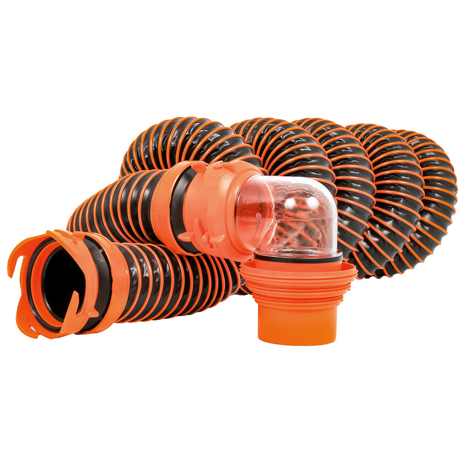 Camco RhinoEXTREME 15' Sewer Hose Kit w/ Swivel Fitting 4 In 1 Elbow Caps 39859 — Quality Boat Parts
