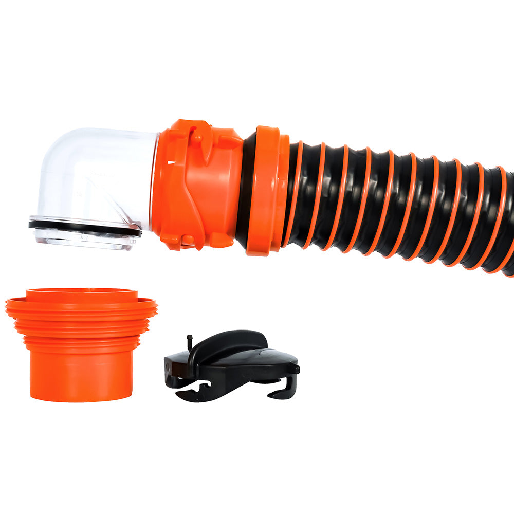 Camco RhinoEXTREME 15' Sewer Hose Kit w/Swivel Fitting 4 In 1 Elbow Caps 39861 — Quality Boat Parts