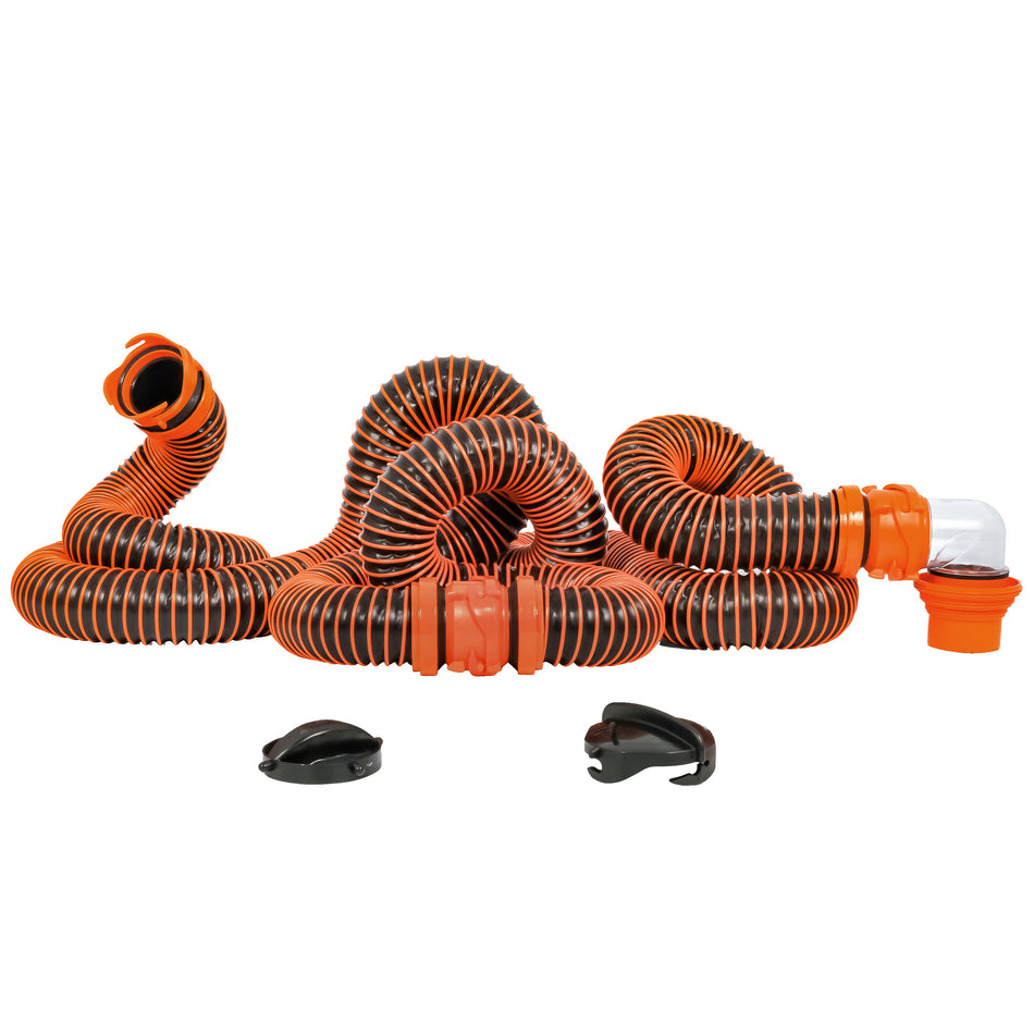 Camco RhinoEXTREME 20' Sewer Hose Kit w/4 In 1 Elbow Caps 39867 — Quality Boat Parts